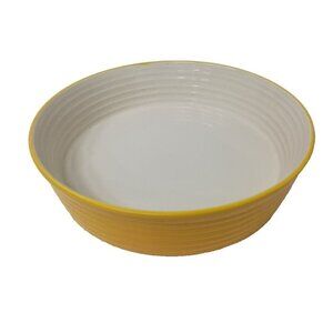 Parini Round Stoneware Yellow Pie Baking Dish Glazed Non Stick Ovenware 2"x8.2"